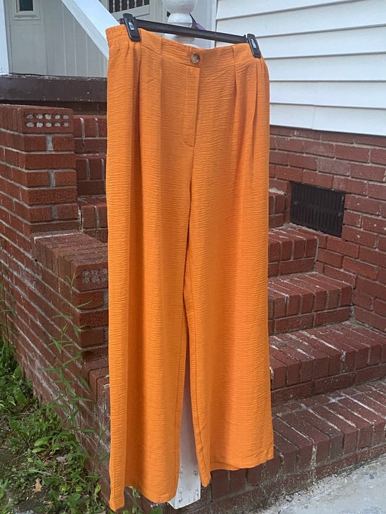 Cato Pants - Cato Women's Rust/Terracotta Elastic Waist Crepe Palazzo Dress Pants Size XL